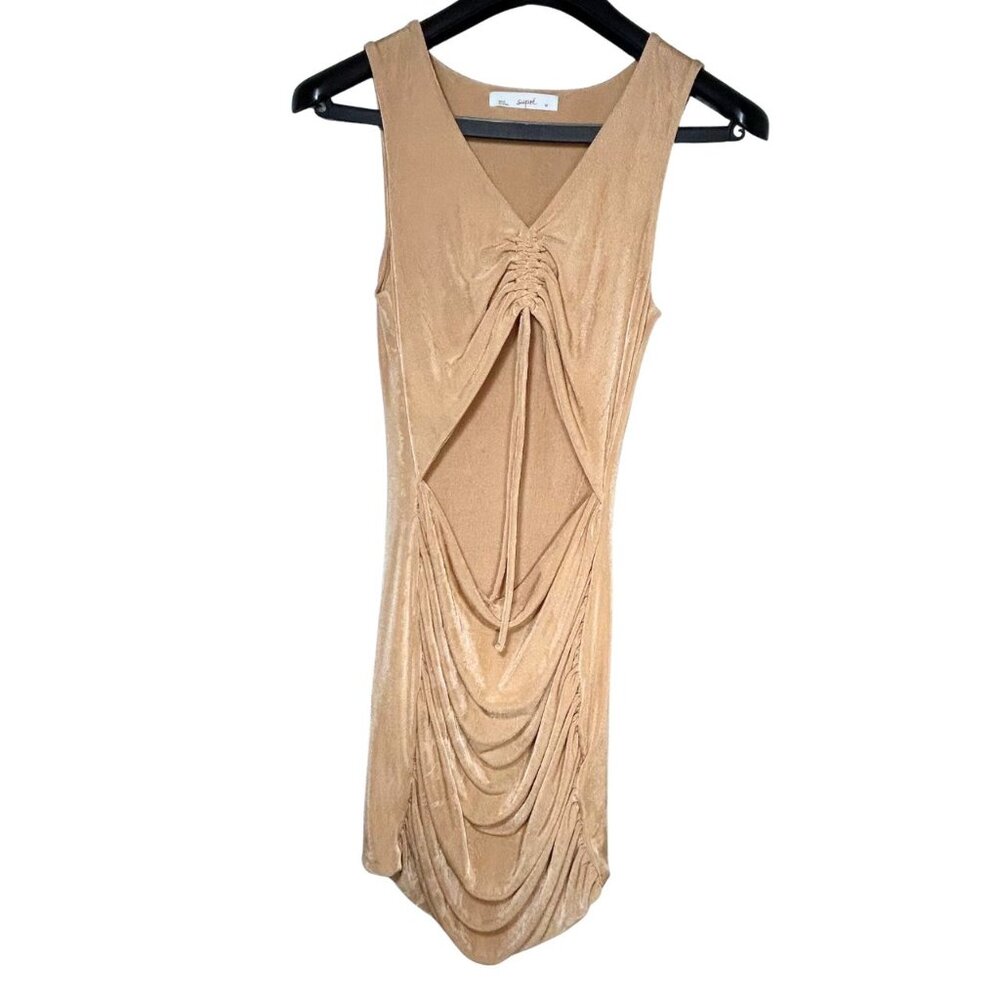 Supré Ruched Mini Cut-out Dress Size M - Tan
